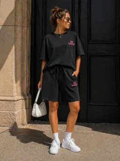 Zwarte Two Piece Set met T-Shirt en Shorts