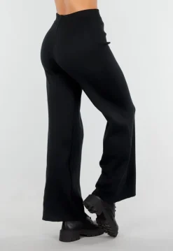 Zwarte Two Piece Set met Wijde Mouwen en Stretch