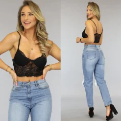 Zwarte Unpadded Kanten Bralette