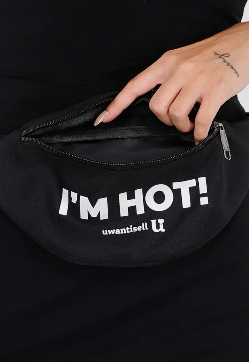Zwarte UV Reactieve Heuptas met Verstelbare Buckle en Print