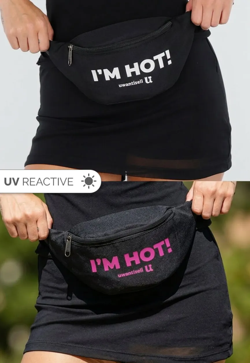 Zwarte UV Reactieve Heuptas met Verstelbare Buckle en Print