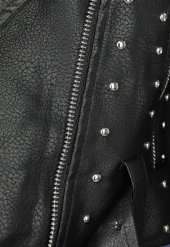 Zwarte Vegan Leren Jas met Studs