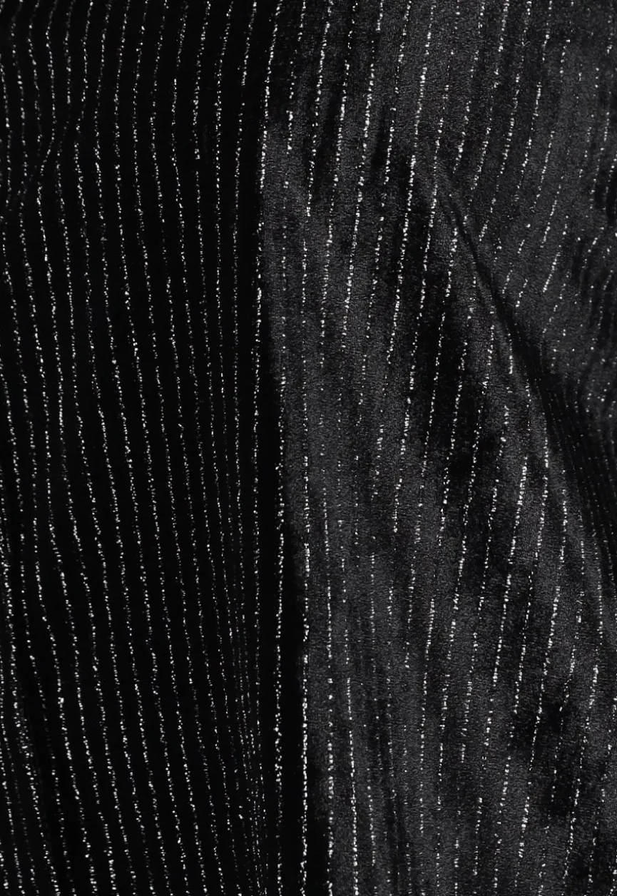Zwarte Velvet Glitter Two Piece met Wide Leg Broek
