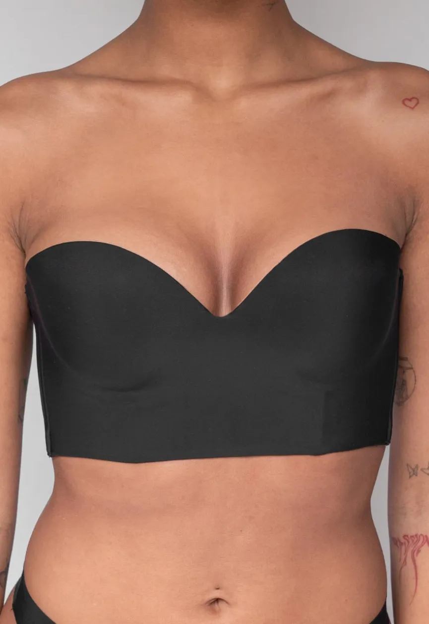 Zwarte Voorgevormde Beugel Push-Up BH met Afneembare Bandjes