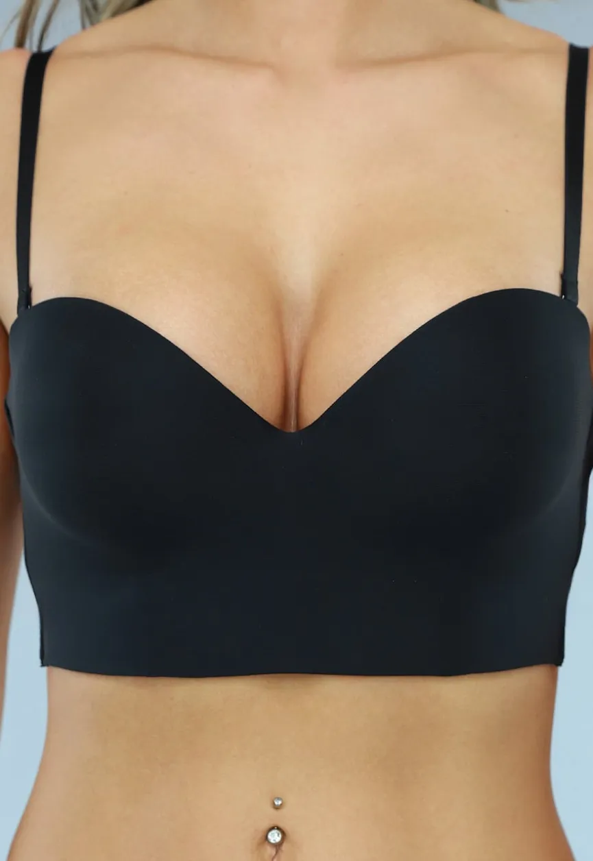 Zwarte Voorgevormde Beugel Push-Up BH met Afneembare Bandjes