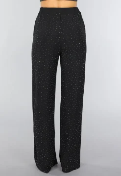 Zwarte Wide Leg Glitter Broek