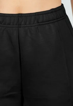 Zwarte Wide Leg Joggingbroek met Elastische Taille en Stretch