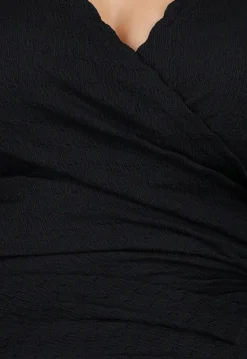 Zwarte Wikkel Top met Lange Mouwen en Stretch