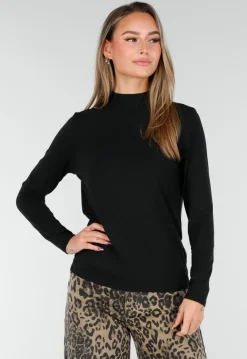 Zwarte Zachte Stretch Top met Lange Mouwen