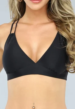 Zwart Gekruist Bikini Topje met Uitneembare Cups