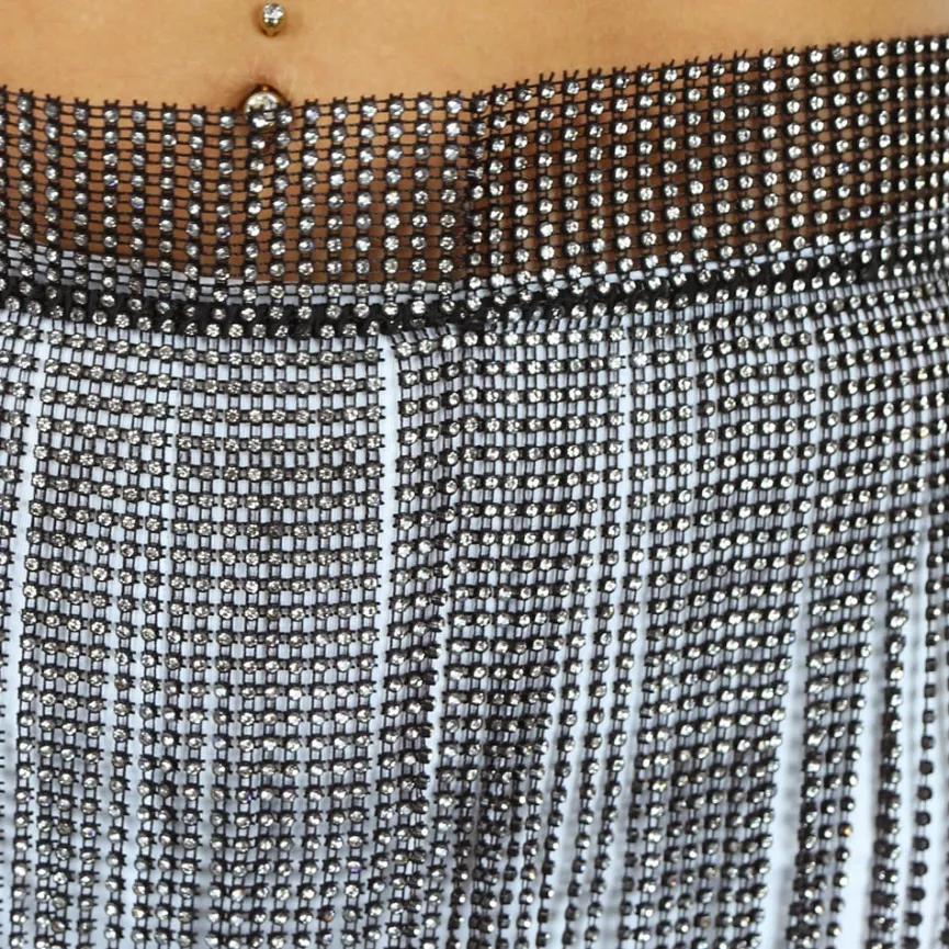 Zwart Glitter Fringe Mini Rok