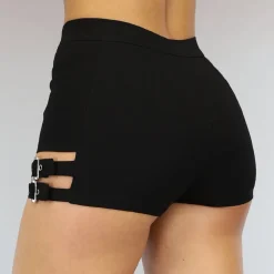 Zwart High Waist Broekje met Riempjes