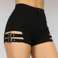 Zwart High Waist Broekje met Riempjes