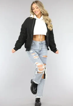 Zwart Oversized Bomberjack met Zakken