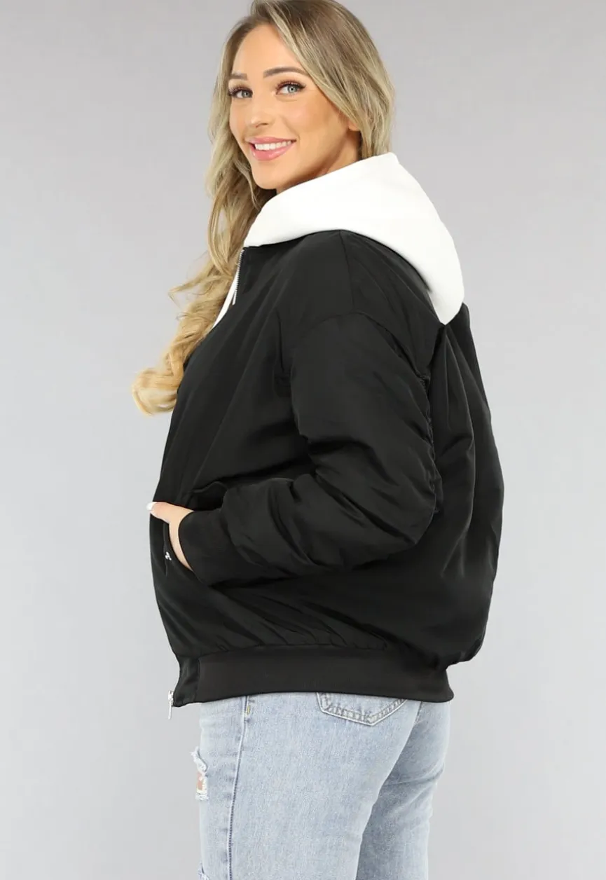 Zwart Oversized Bomberjack met Zakken
