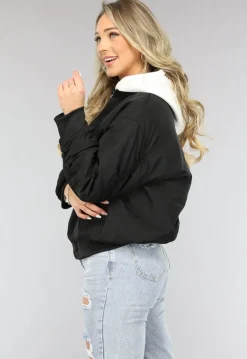 Zwart Oversized Bomberjack met Zakken