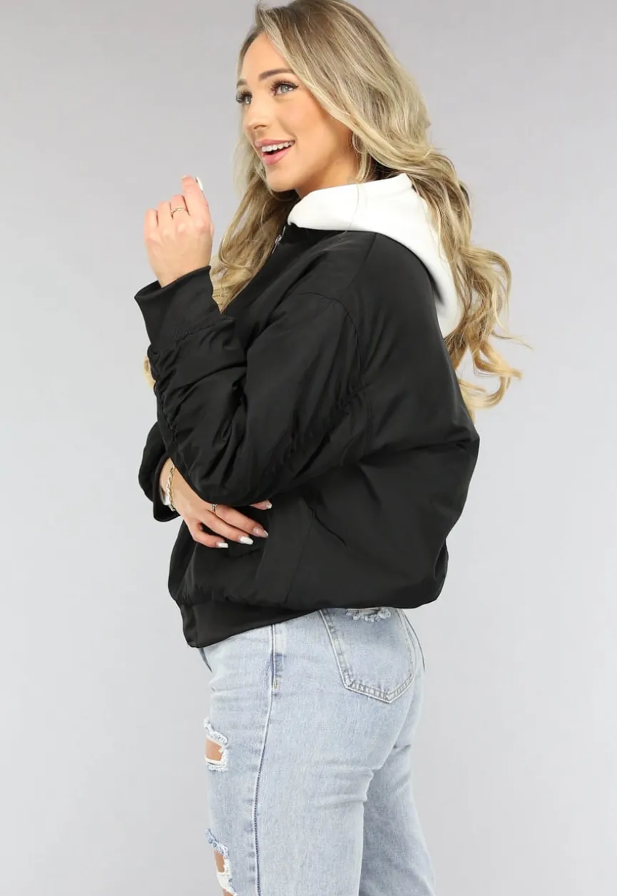 Zwart Oversized Bomberjack met Zakken