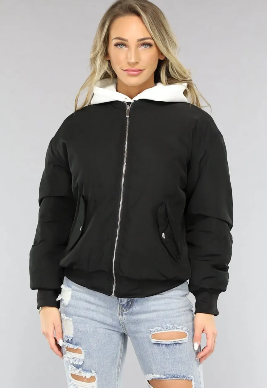 Zwart Oversized Bomberjack met Zakken
