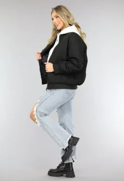 Zwart Oversized Bomberjack met Zakken