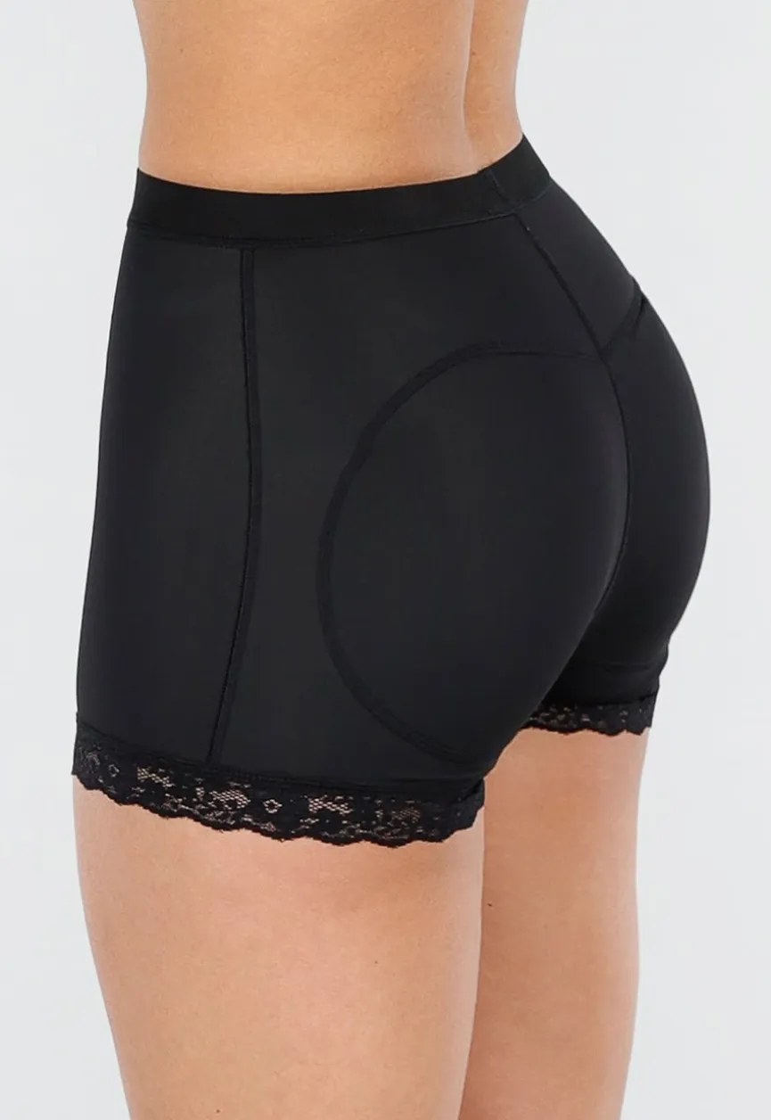 Zwart Padded Butt Lift Broekje met Kanten randjes