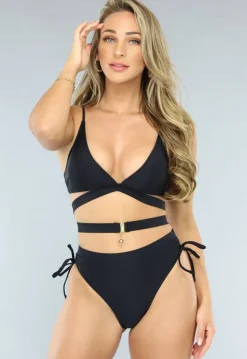 Zwart Scrunch Bikini Broekje met Strikdetails