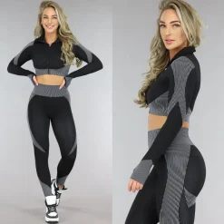 Zwart Sport Knitted 2-Piece Set