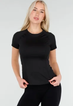 Zwart Sport T Shirt met Korte Mouw en Stretch