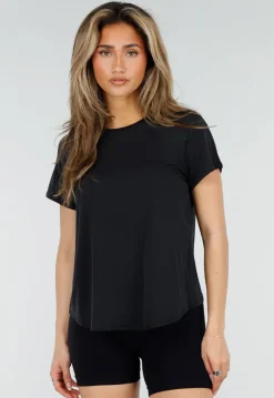 Zwart Sport T-shirt met Mesh en Gekruiste Rug