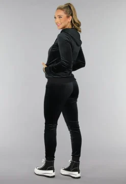 Zwart Velours Huispak met Capuchon
