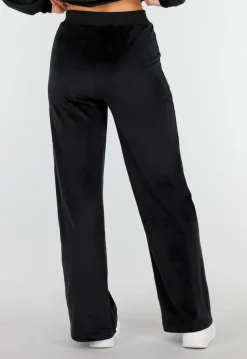 Zwart Velours Huispak met Lange Mouwen en Wijde Broek