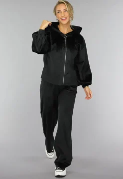 Zwart Velours Wide Leg Huispak