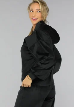 Zwart Velours Wide Leg Huispak