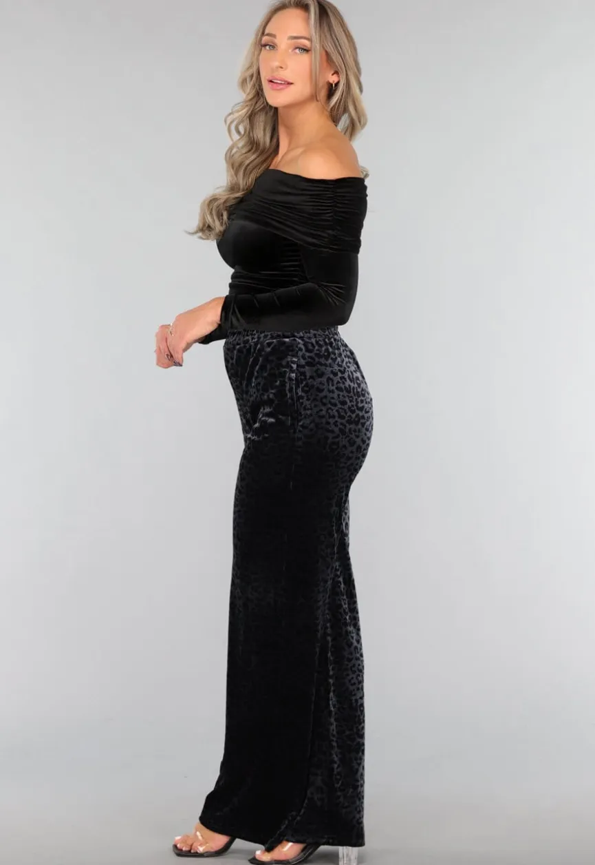 Zwart Velvet Off Shoulder Topje