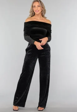 Zwart Velvet Off Shoulder Topje