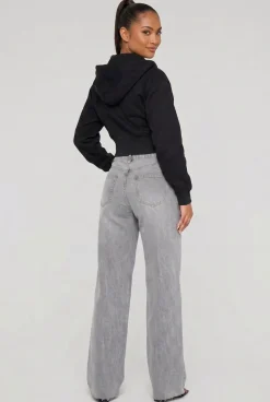 Zwart Vest in Kort Model met Afneembare Capuchon