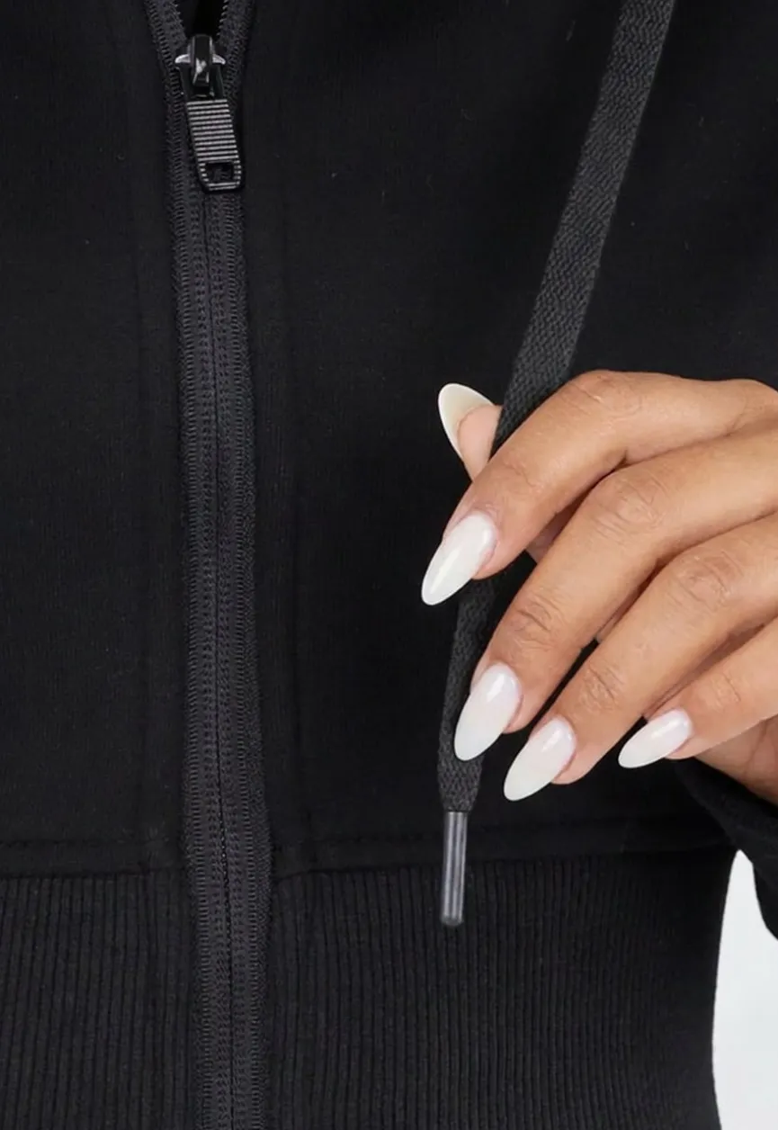 Zwart Vest in Kort Model met Afneembare Capuchon
