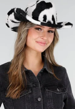 Zwart Witte Cowboyhoed met Koeienprint van Faux Fur